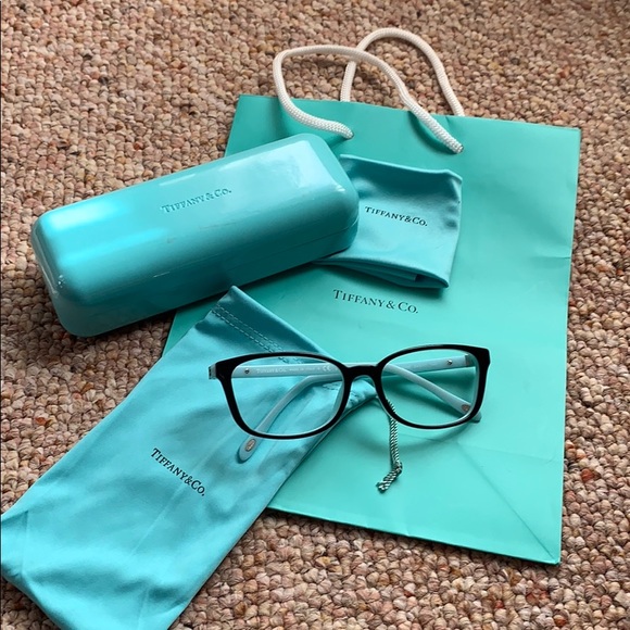 TIFFANY & CO RX EYEGLASSES FRAMES BLACK /BLUE - Picture 3 of 7
